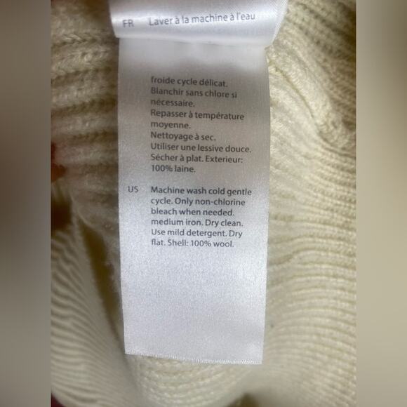 COS 100% Wool Women's Cream Ribbed Oversized Sweater – Size XL - Picture 6 of 6